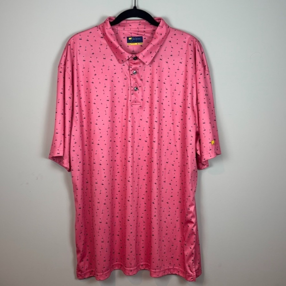 Jack Nicklaus Performance Golf Polo Shell Pink Pins Print Mens XXL Summer Travel